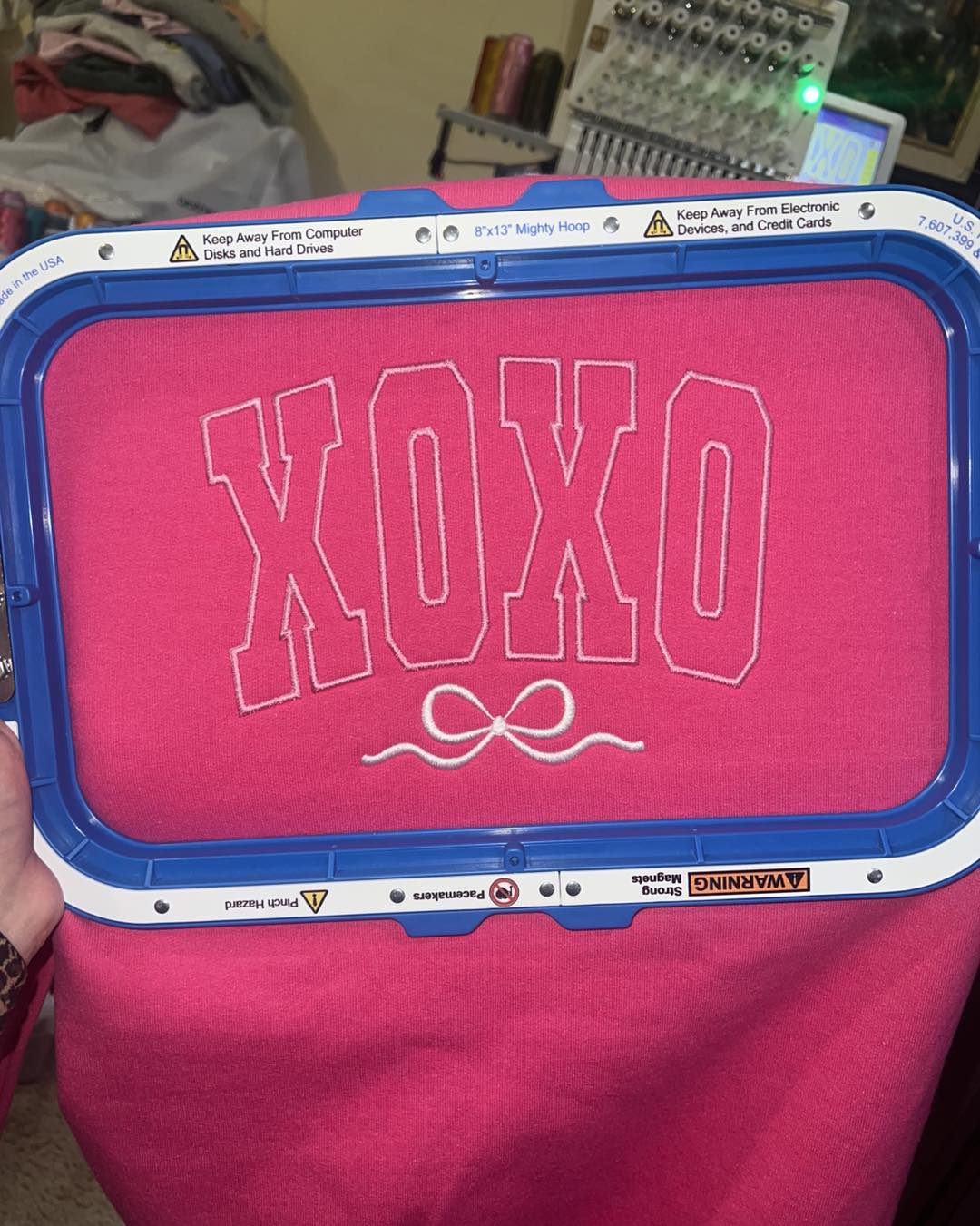 XOXO Bow Embroidered Sweatshirt