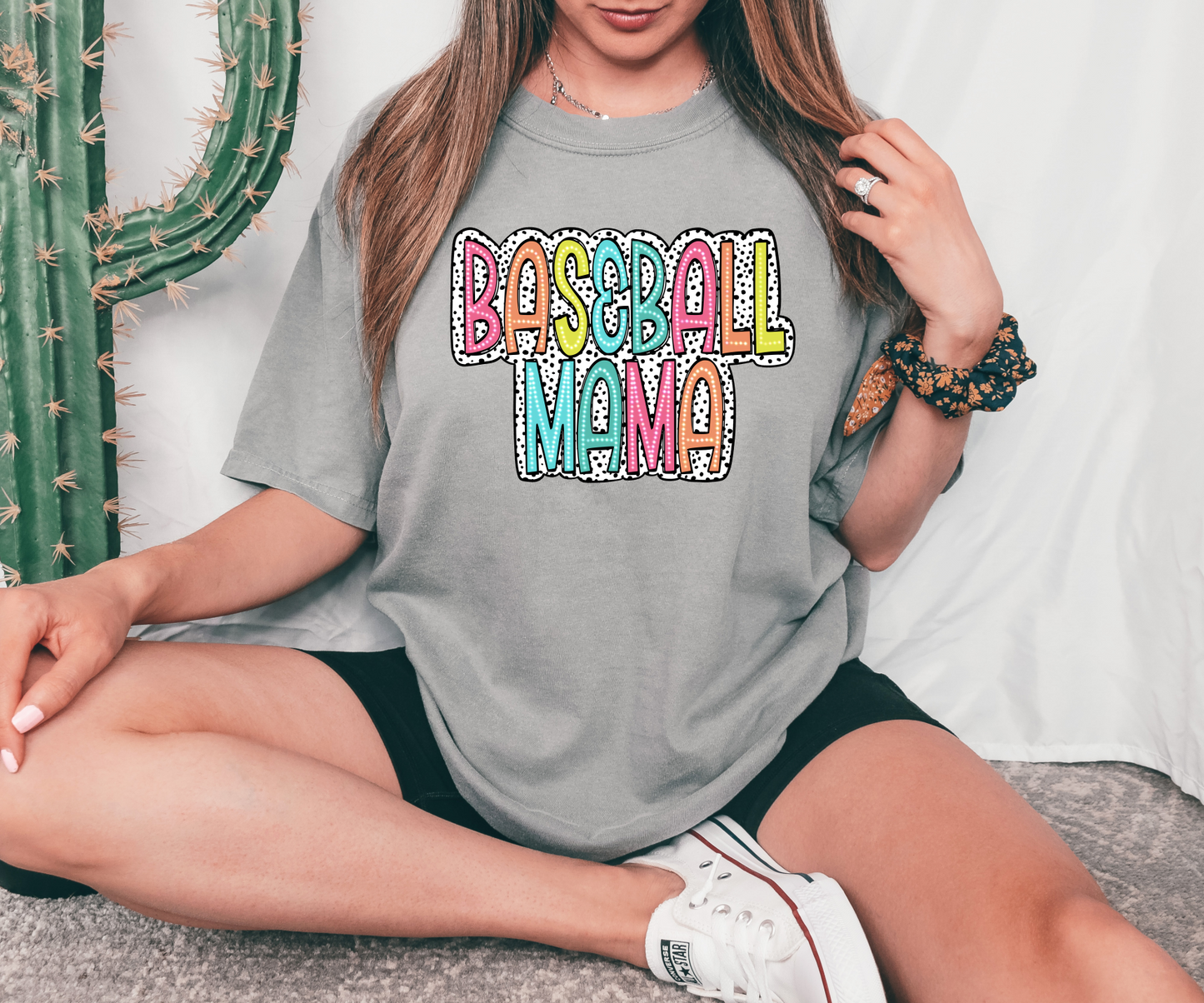 Baseball Mama Bright Dalmatian Dots