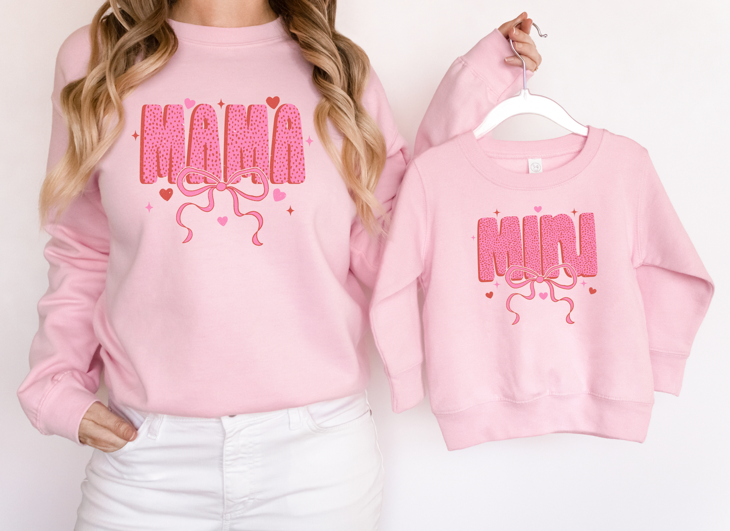 Mama/Mini w/ Bow Pink Sweatshirts