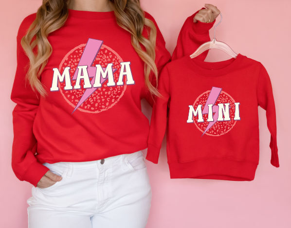 Mama/Mini Leopard Lightning Bolt Sweatshirts