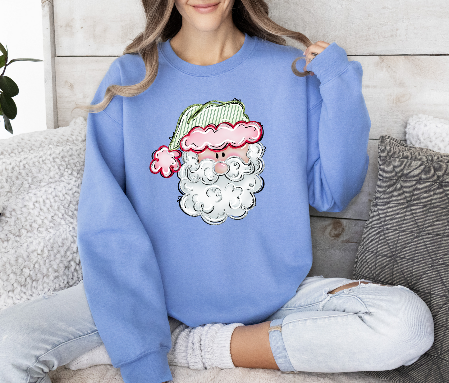 Santa Red/Green Hat Sweatashirt