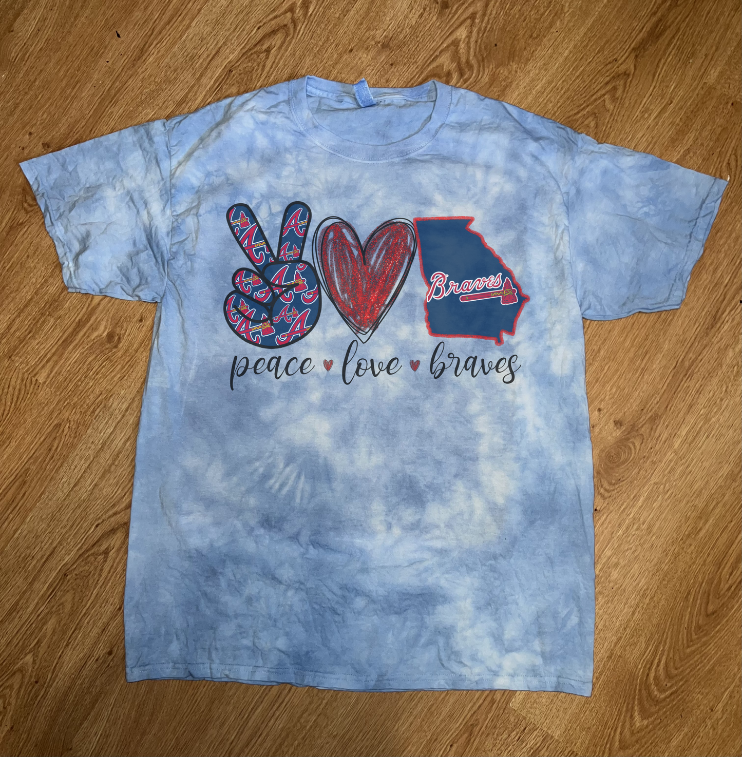 Peace Love Braves  Dyed Tee