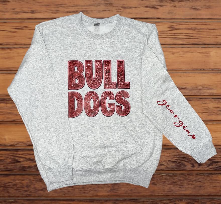 Faux Embroidered Bulldog Sweatshirt
