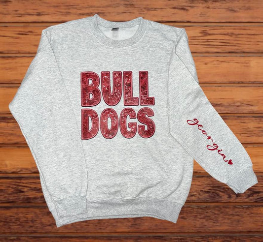 Faux Embroidered Bulldog Sweatshirt