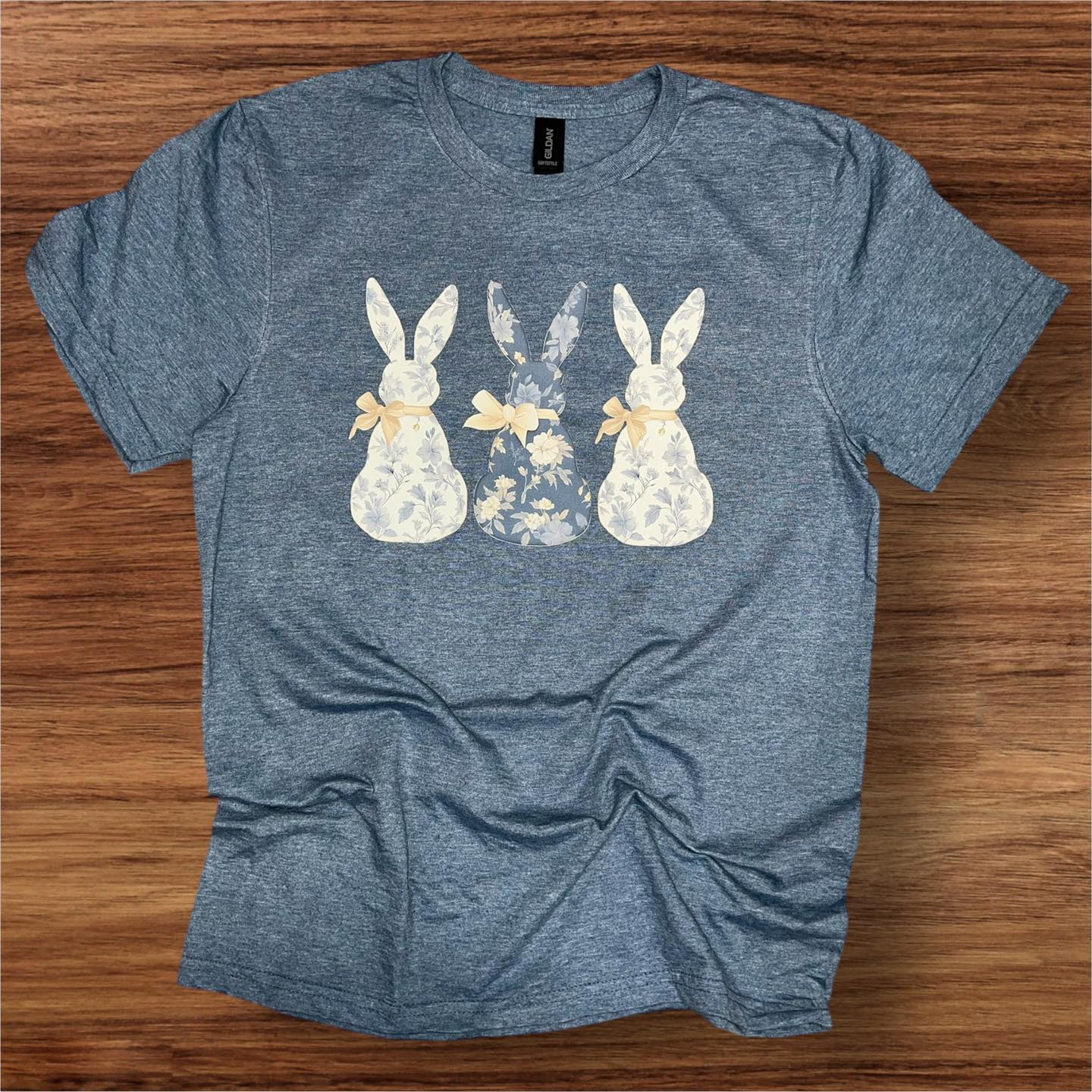 Blue Toile Easter Bunnies