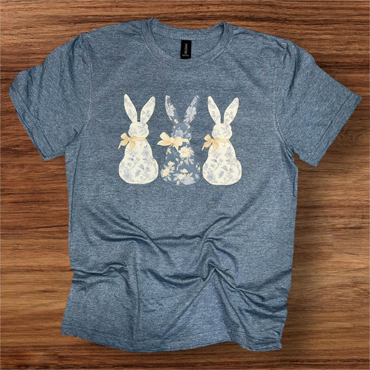 Blue Toile Easter Bunnies