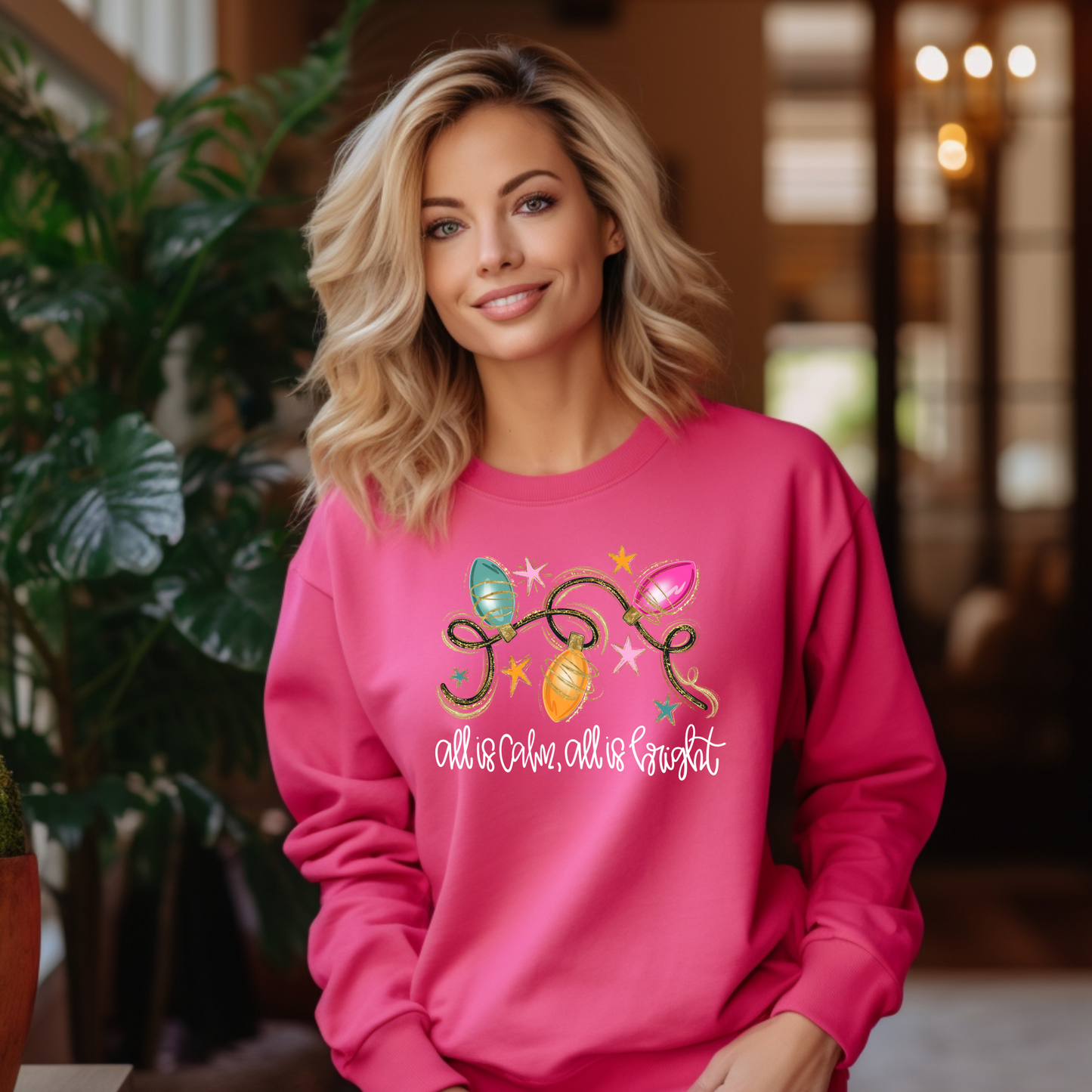 All Is Calm, All Is Bright Lights Sweatshirt