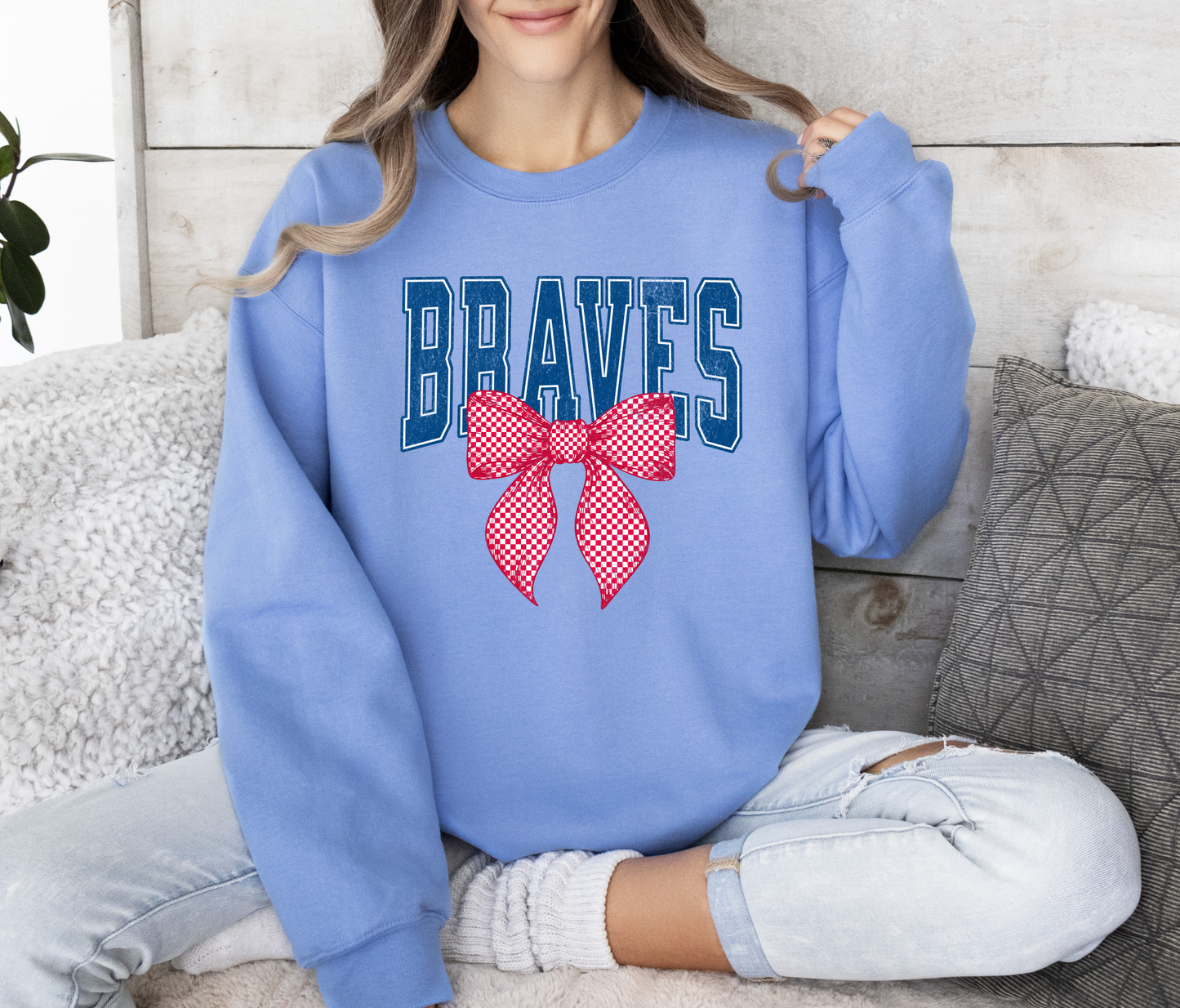 Braves Checkered Bow Sweatshirt