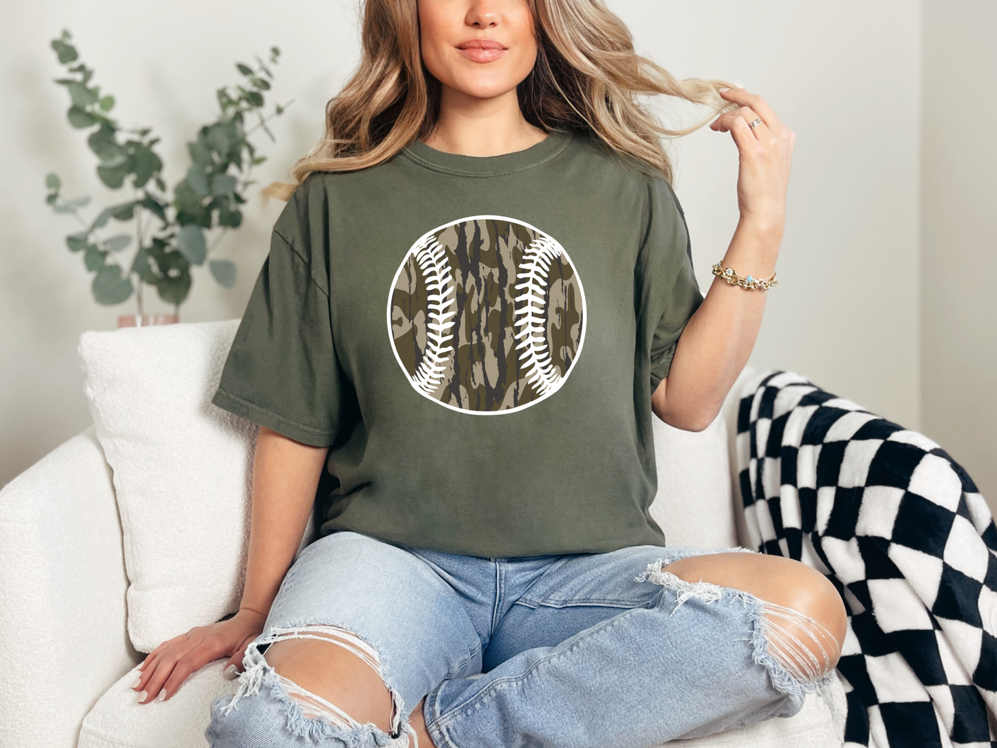 Camo Baseball Sage Tee