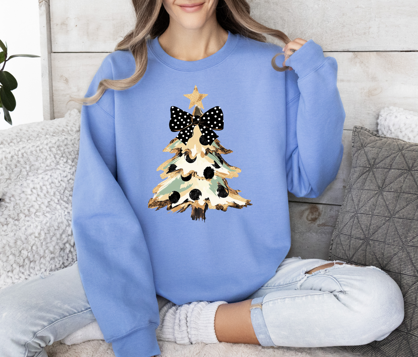 Coquette Camo Glitter Christmas Tree Sweatashirt