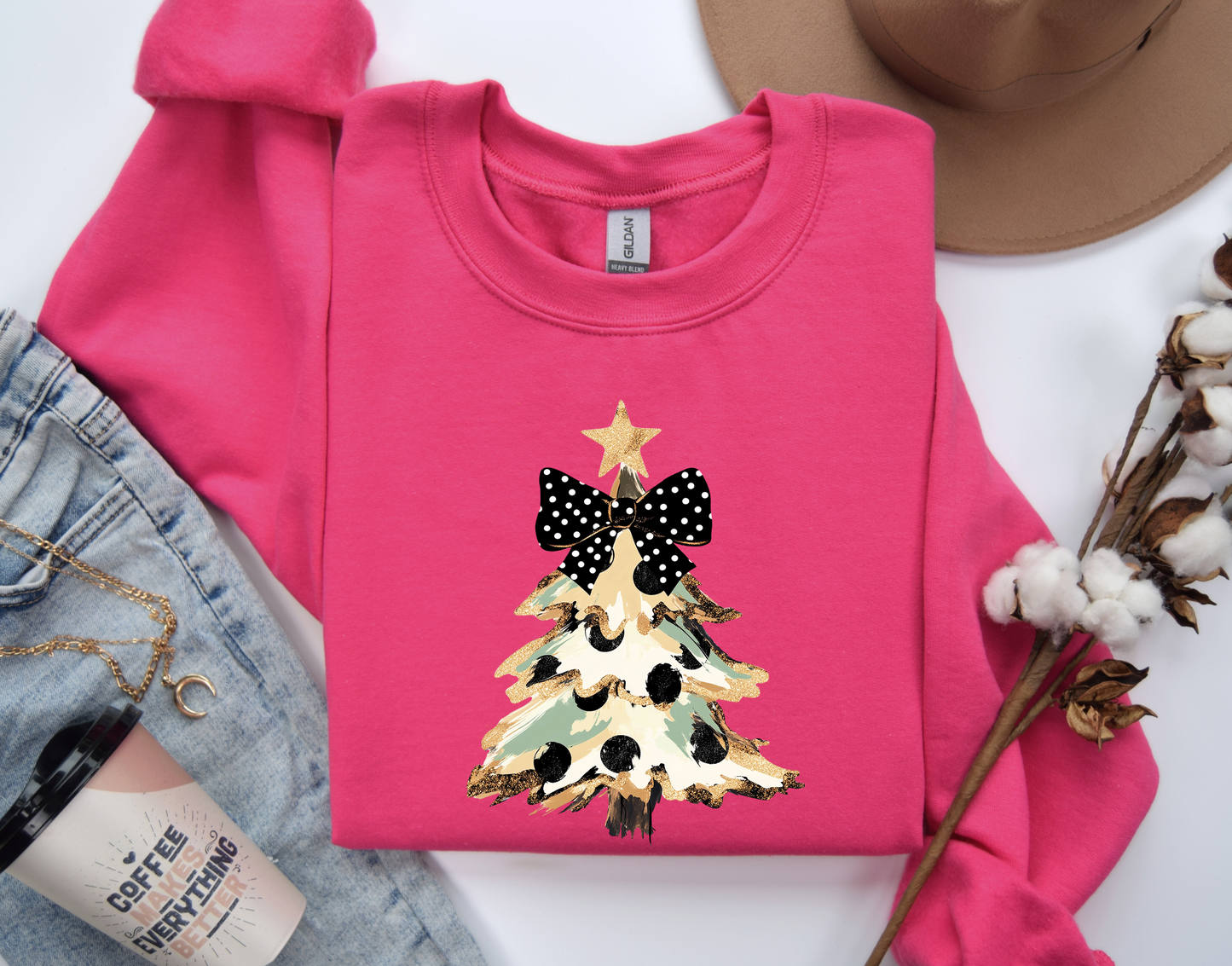 Coquette Camo Glitter Christmas Tree Sweatashirt