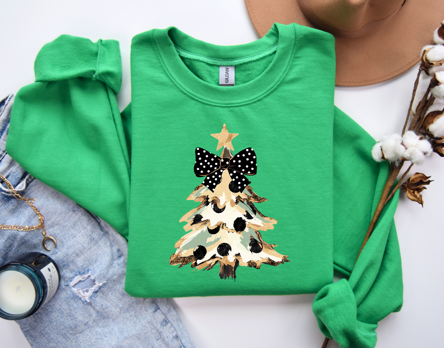 Coquette Camo Glitter Christmas Tree Sweatashirt