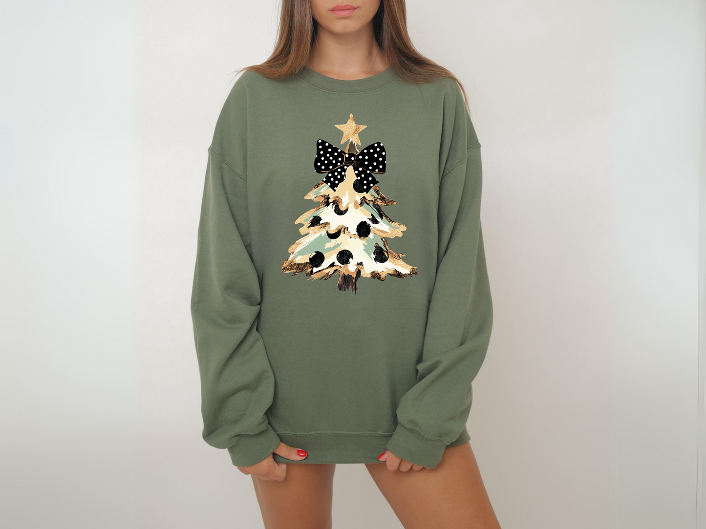 Coquette Camo Glitter Christmas Tree Sweatashirt