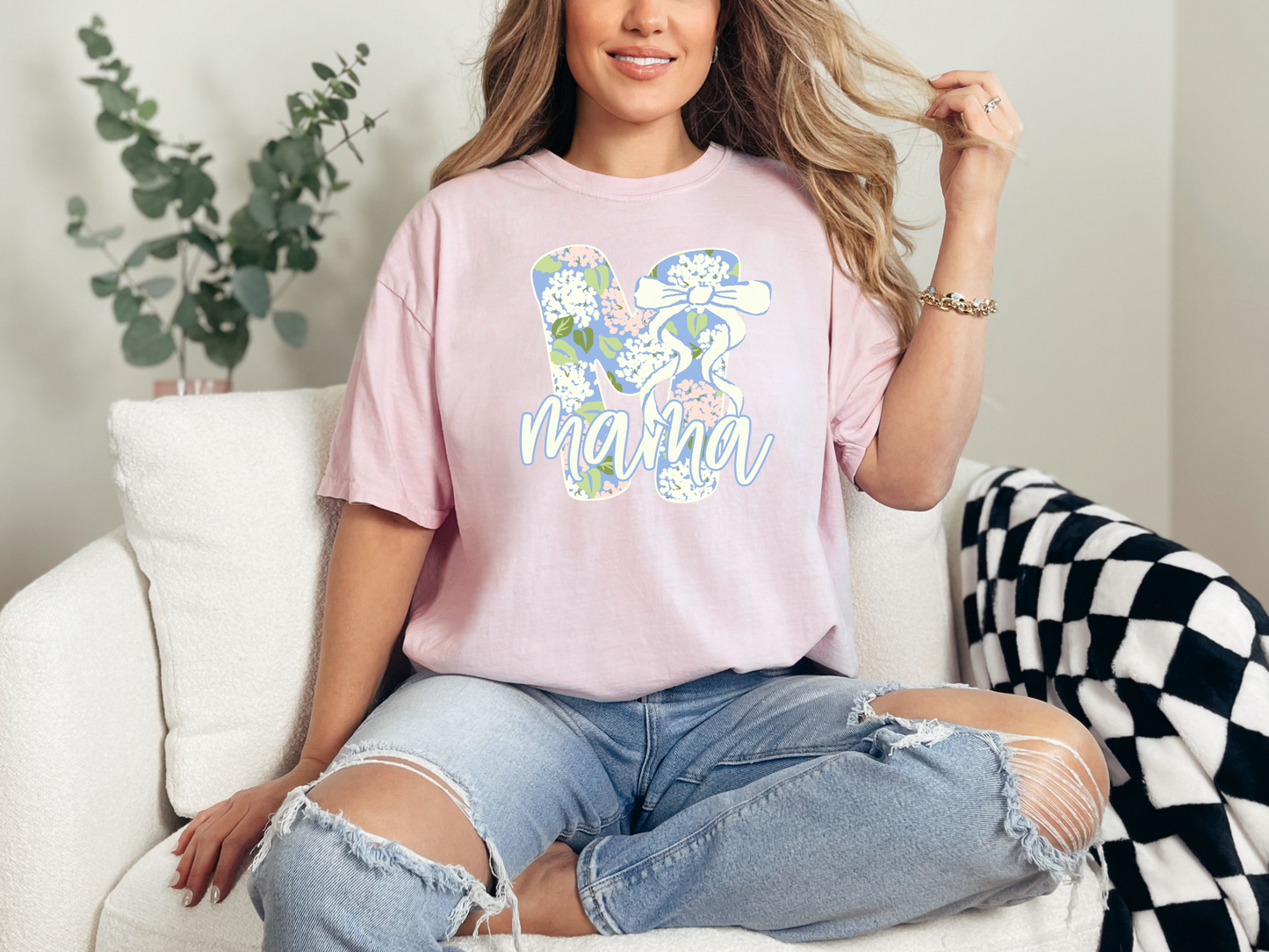 Floral M Mama w/ Bow