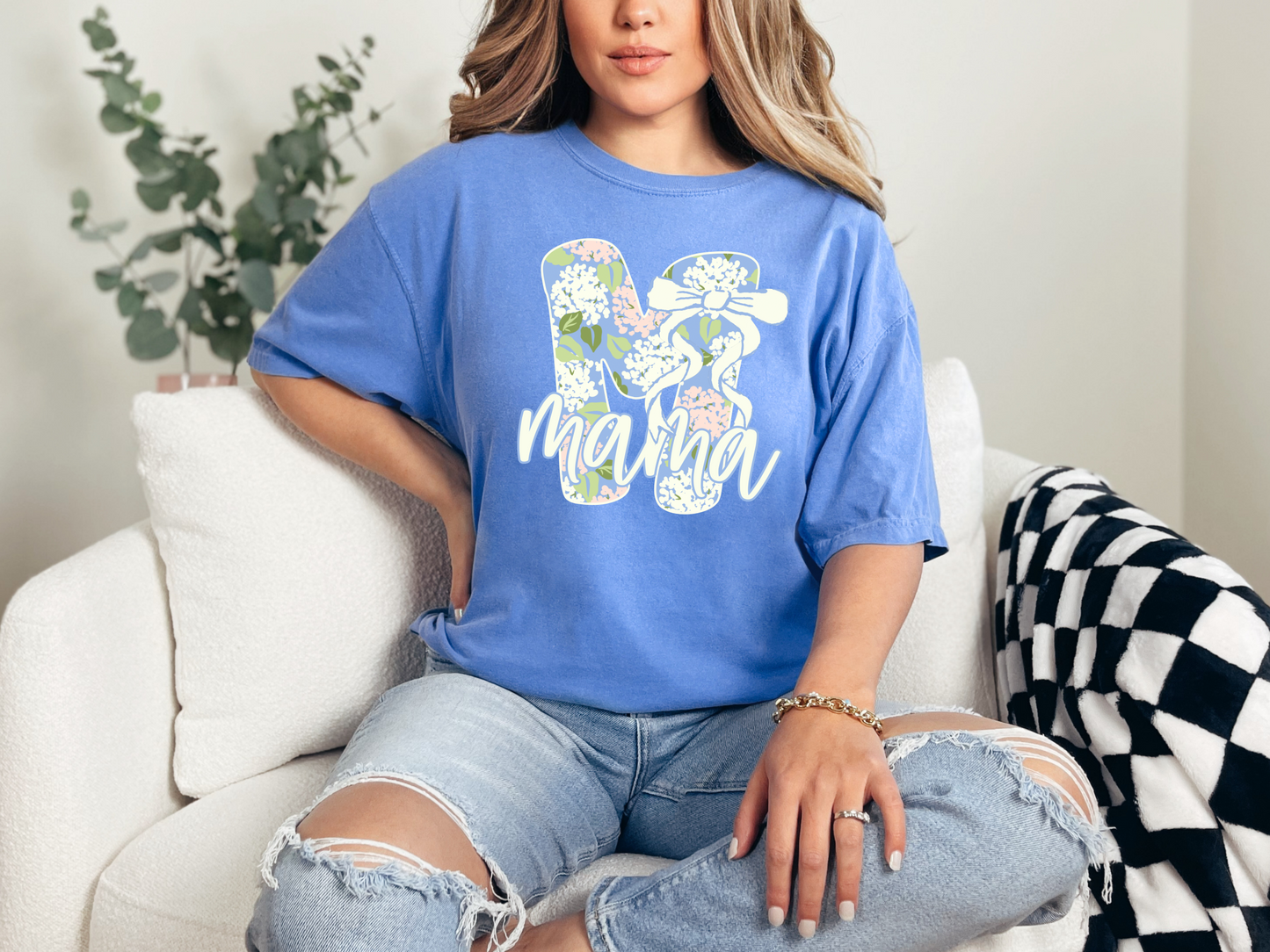 Floral M Mama w/ Bow