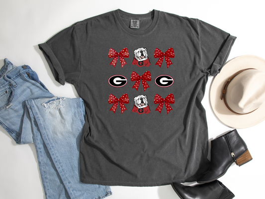 Bulldog Red Bow Coquette