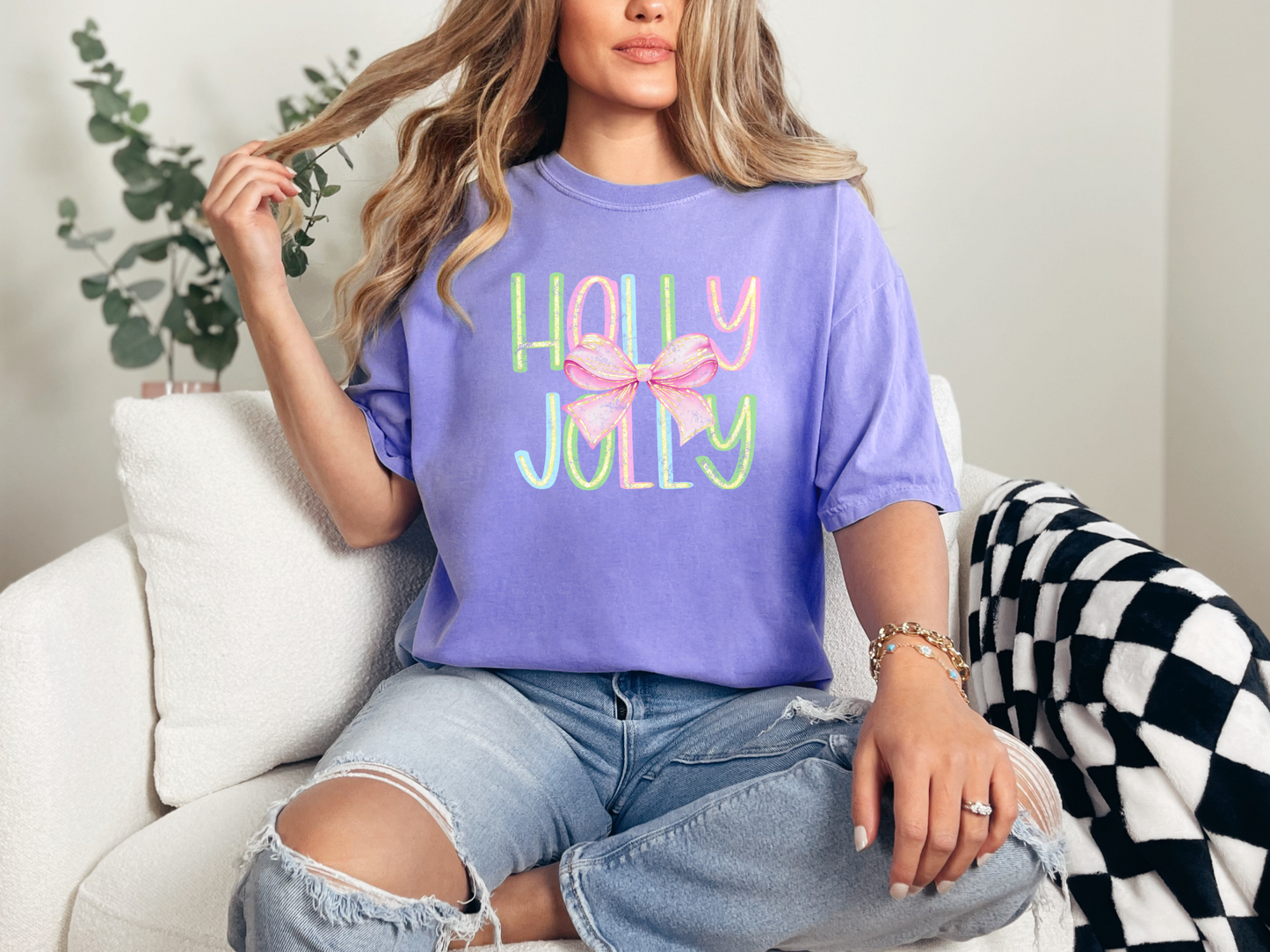 Holly Jolly Bow Distressed