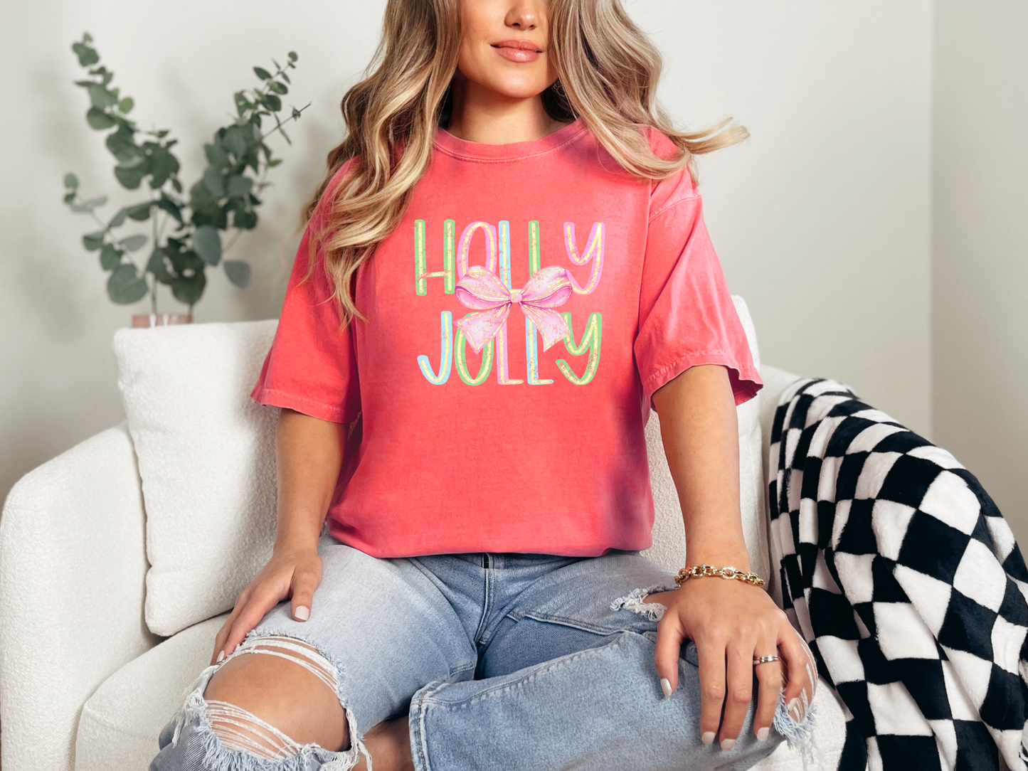 Holly Jolly Bow Distressed