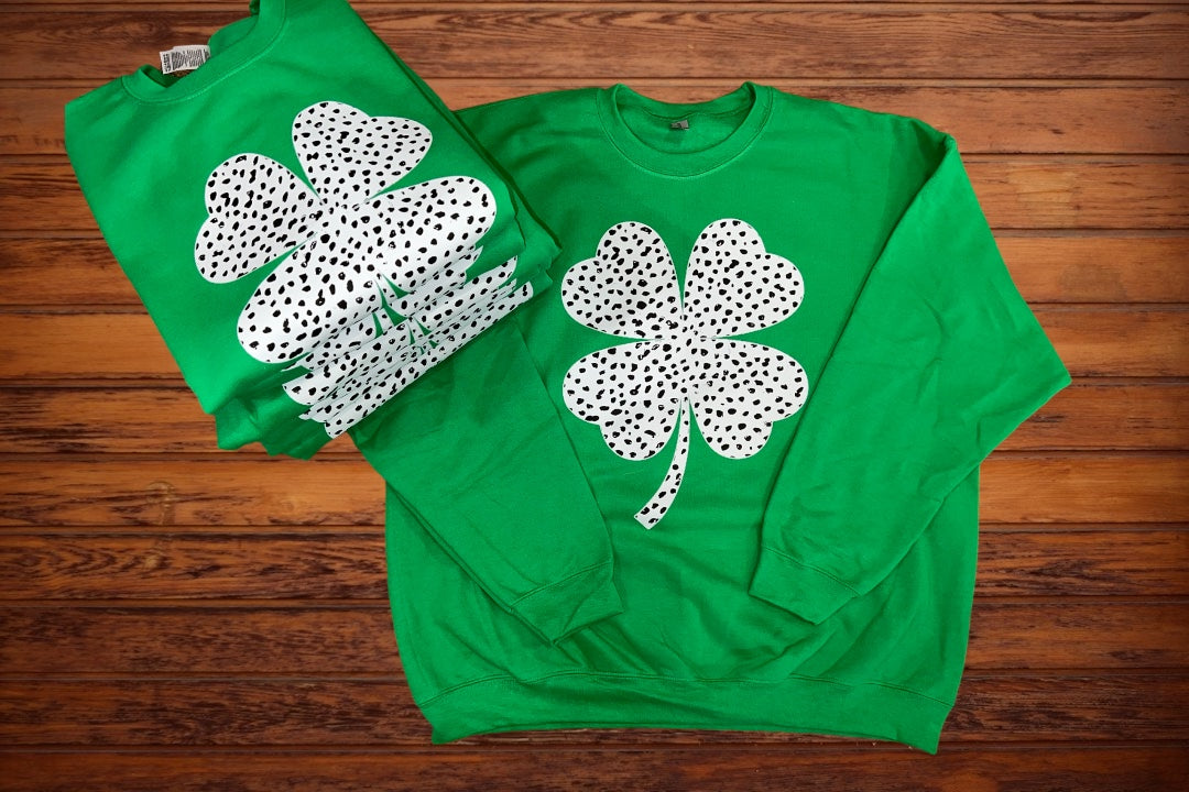 Dalmation Distress Shamrock Sweatshirt
