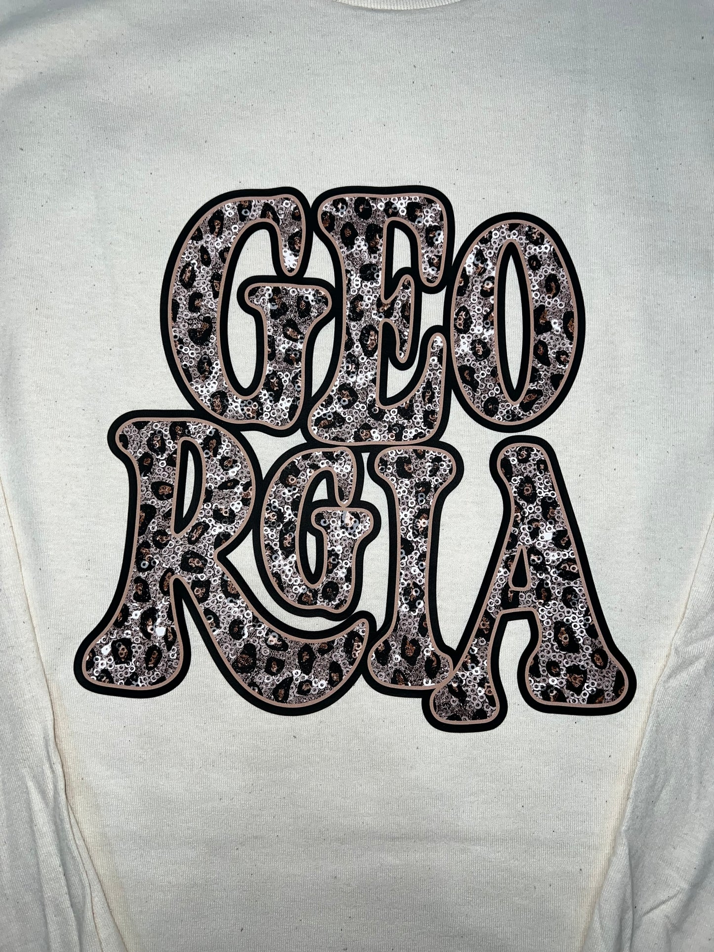 FAUX Georgia Tan Leopard Sequin Longsleeve