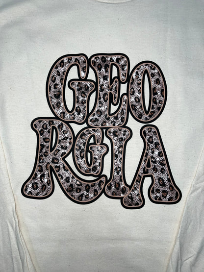 FAUX Georgia Tan Leopard Sequin Longsleeve