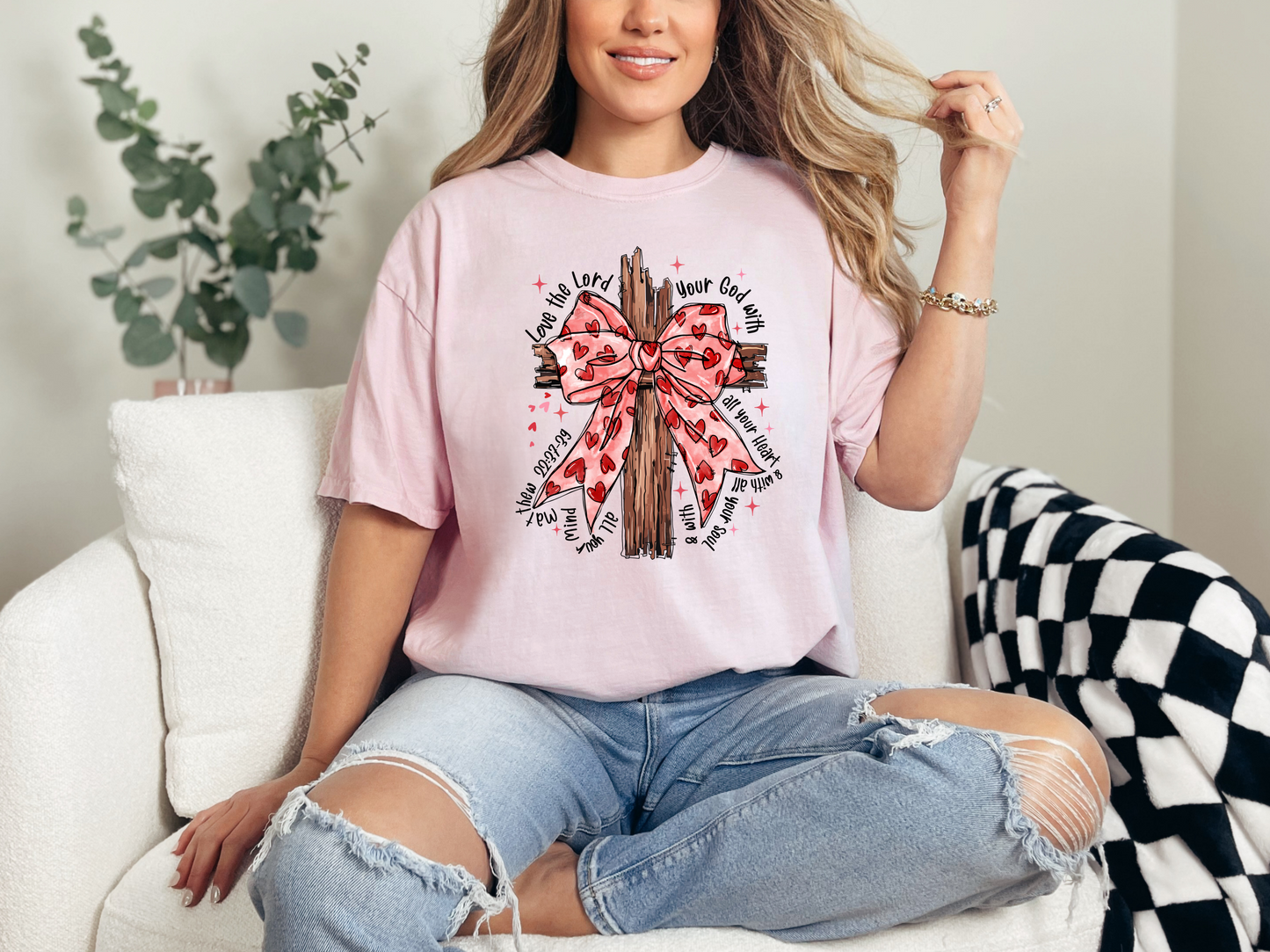 Love The Lord Your God - Cross w/ Heart Bow