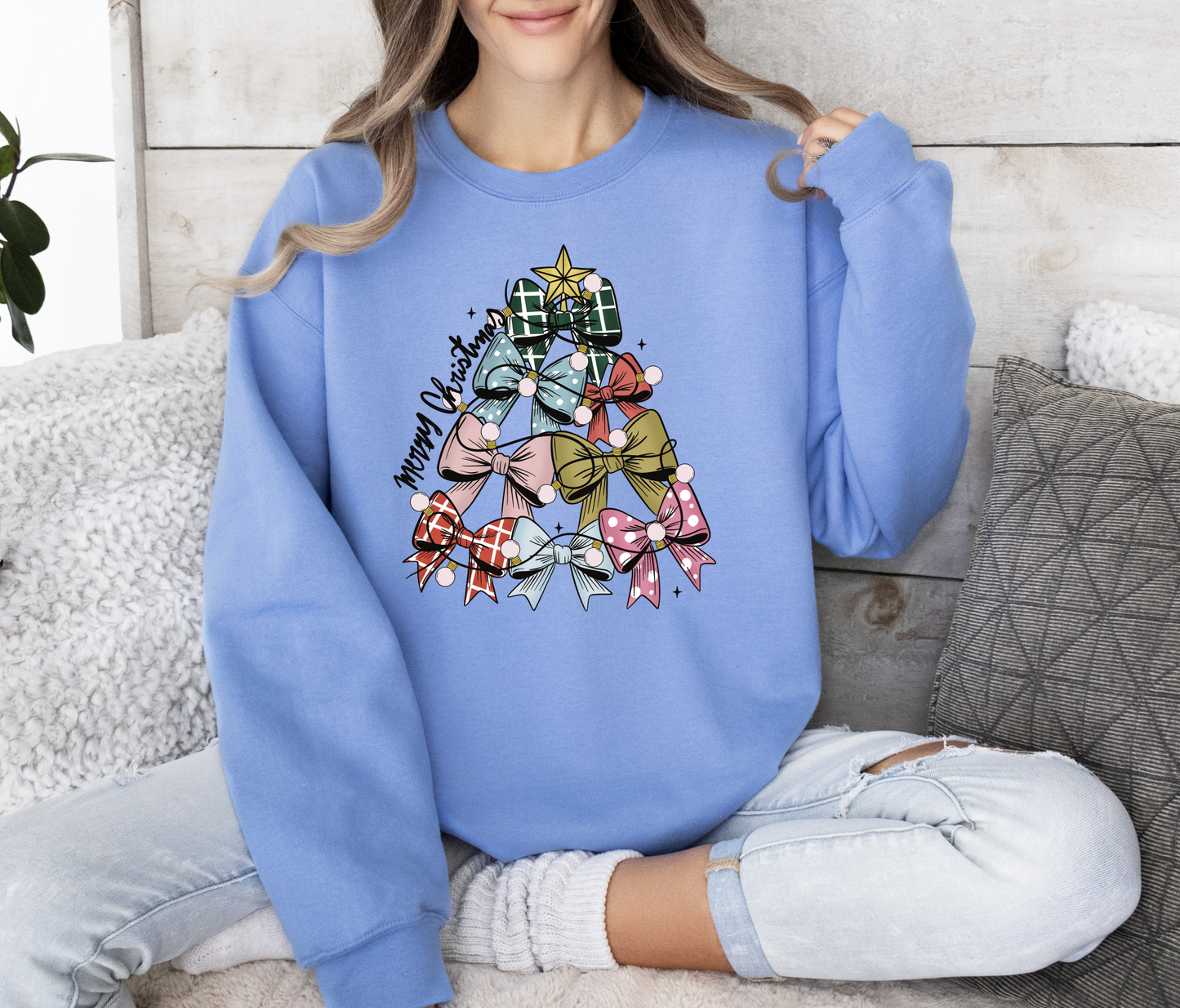 Merry Christmas Bow Tree Sweatashirt