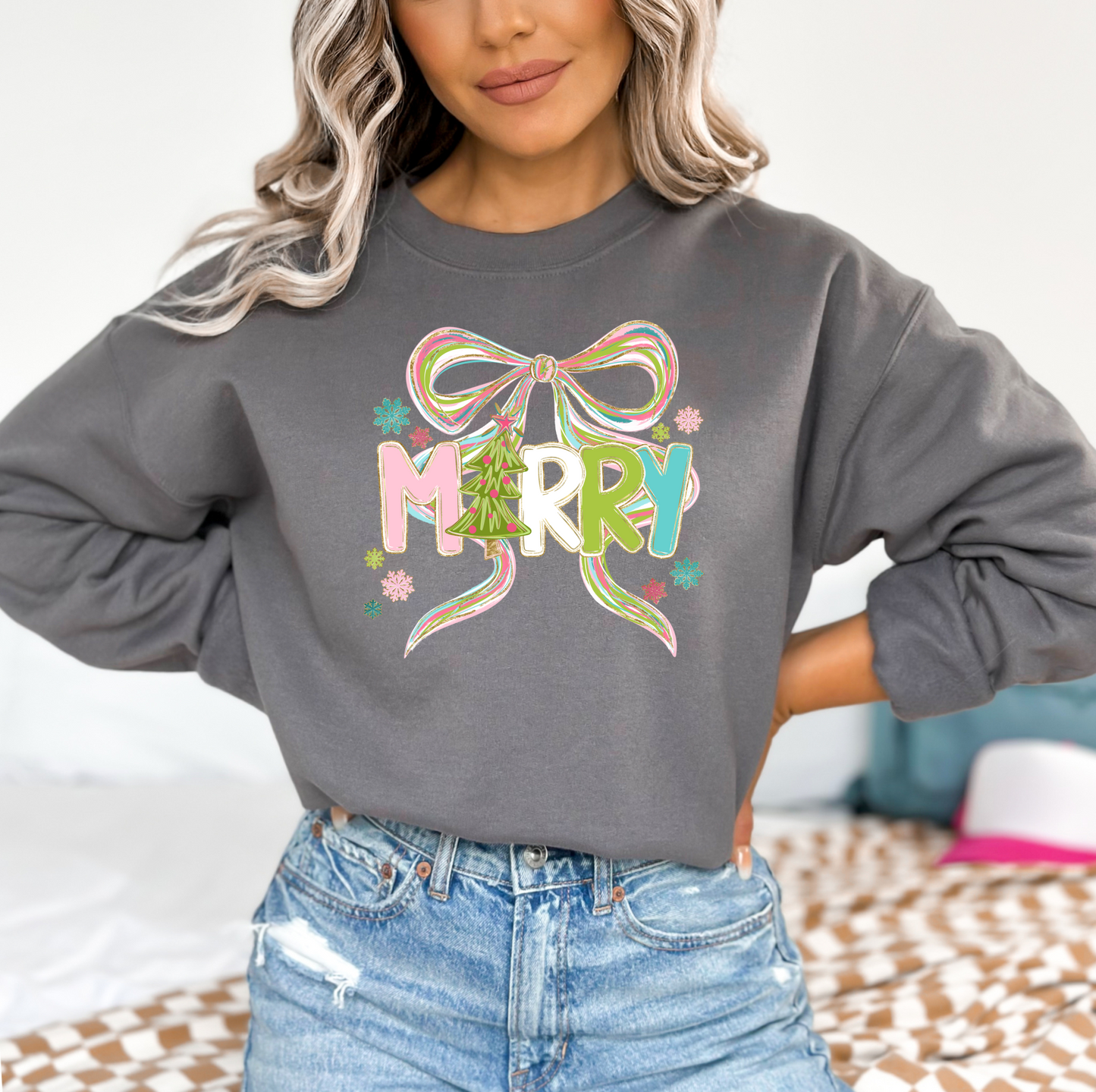Merry Colorful Bow Sweatshirt