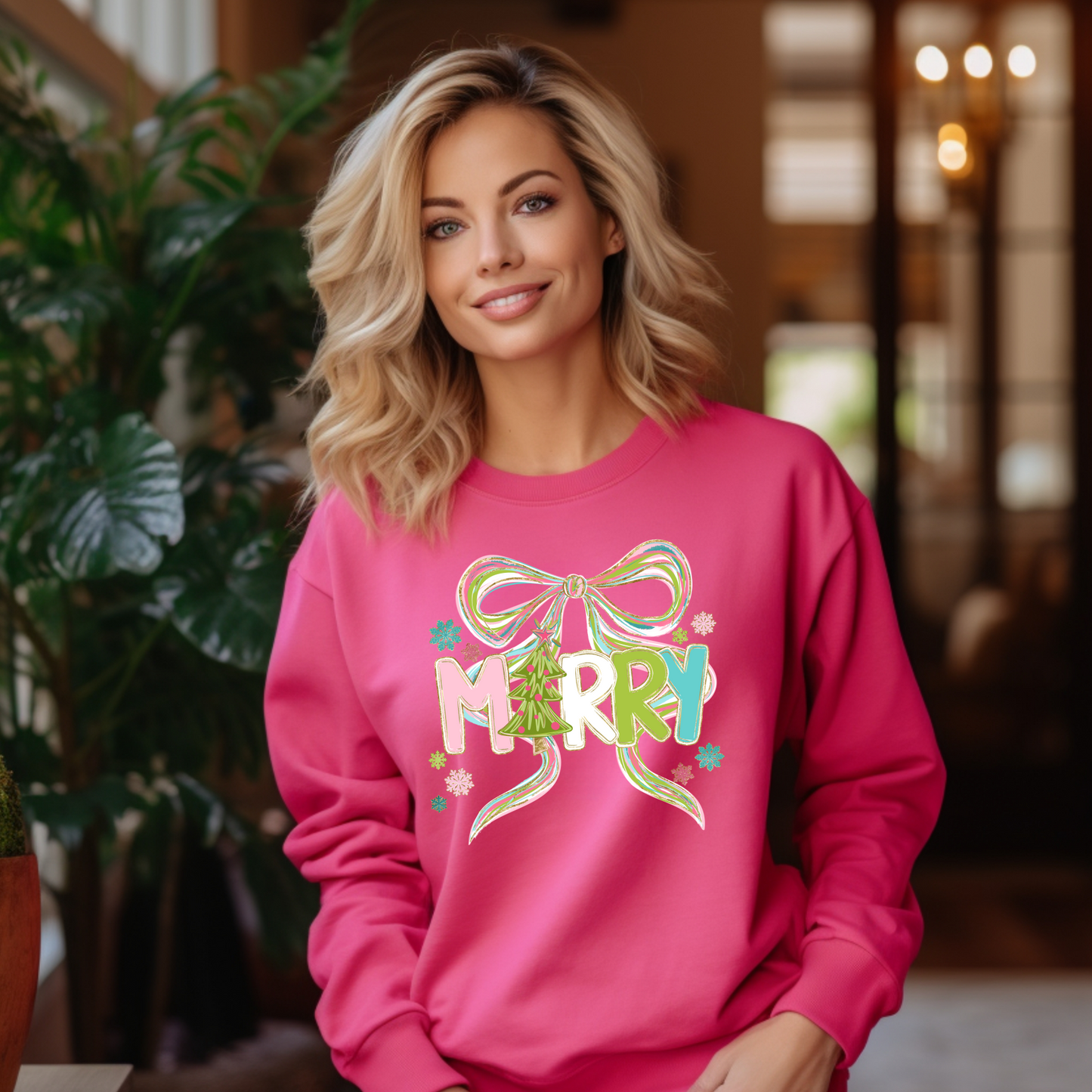 Merry Colorful Bow Sweatshirt