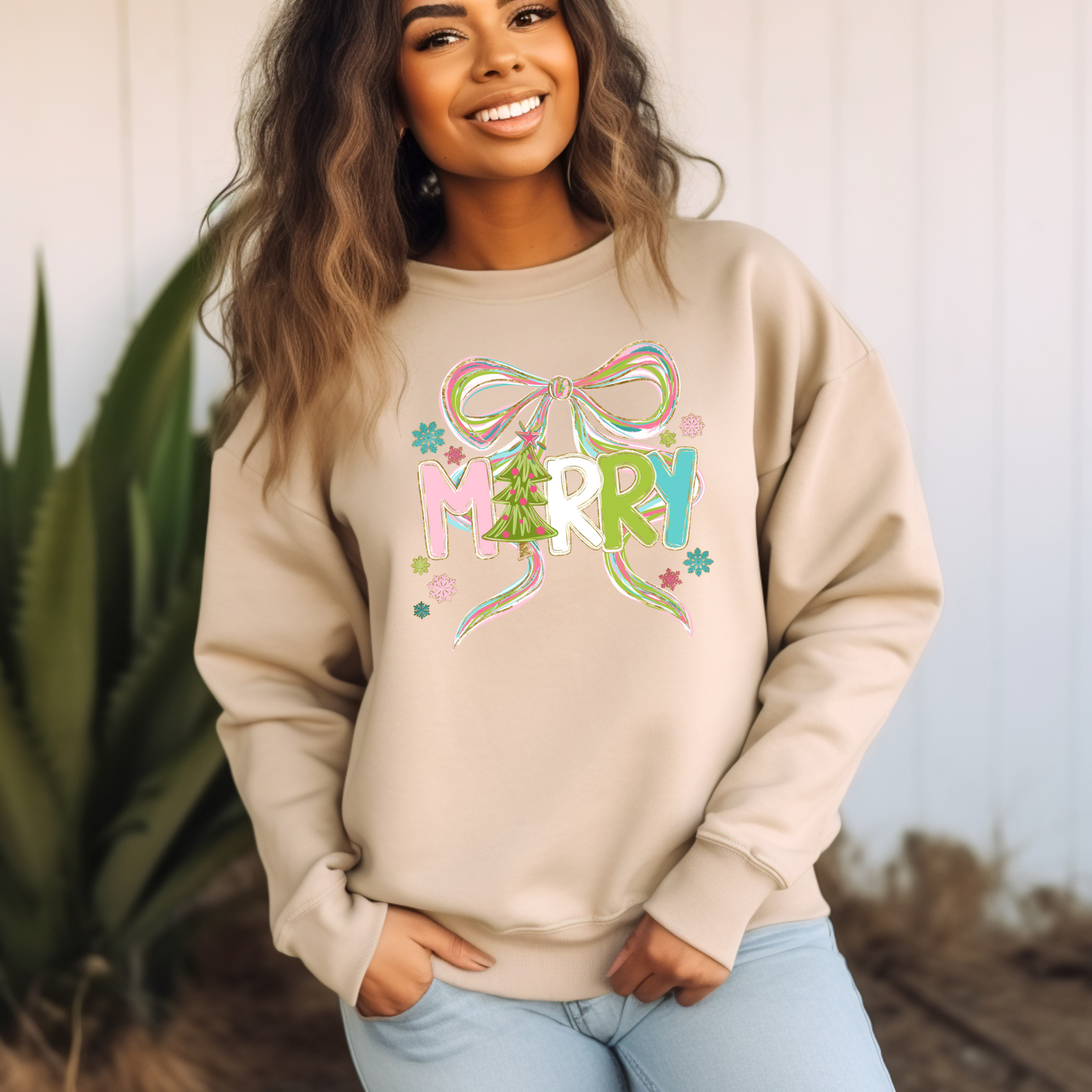 Merry Colorful Bow Sweatshirt