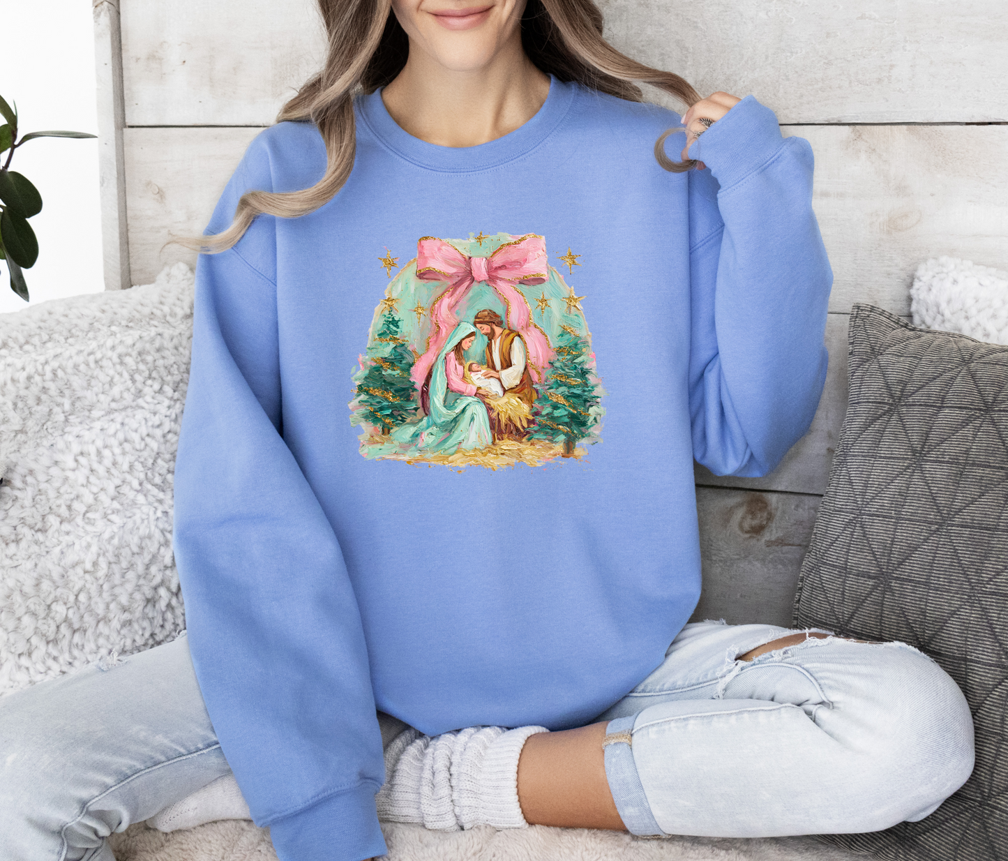 Nativity Scene Painted Sweatashirt