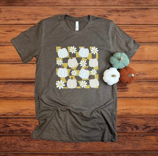 Checkered Pumpkin/Flowers