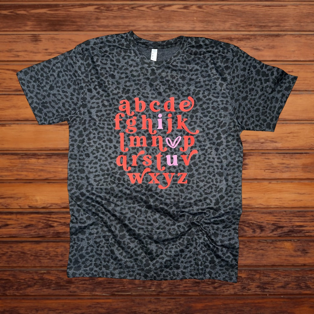 ABC...I Love You Leoaprd Print Tee