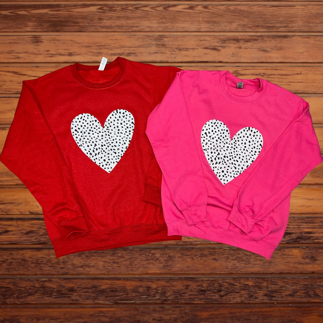Dalmation Distress Heart Sweatshirt