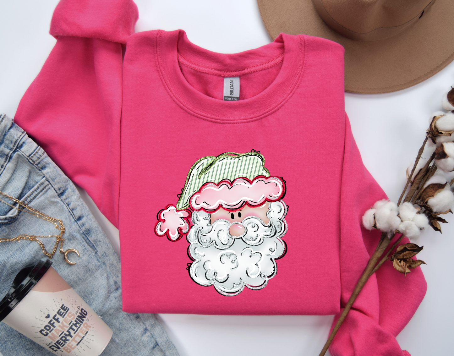Santa Red/Green Hat Sweatashirt