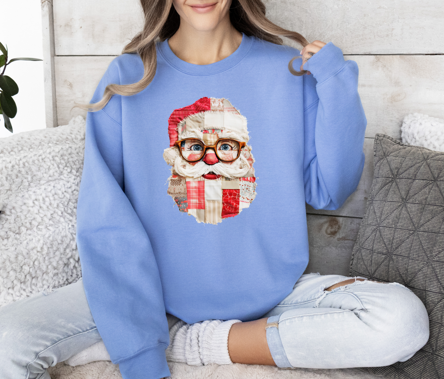 Santa Patch Work Sweatshirt