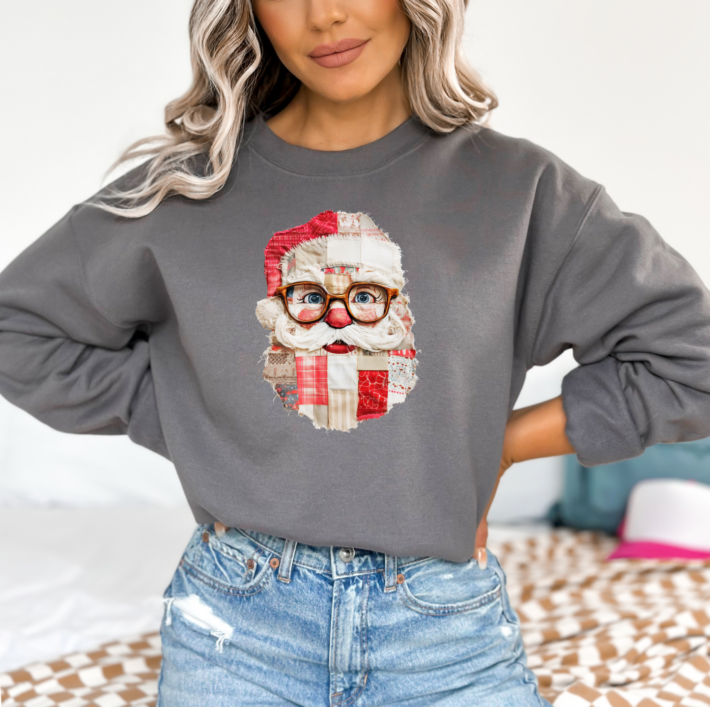 Santa Patch Work Sweatshirt