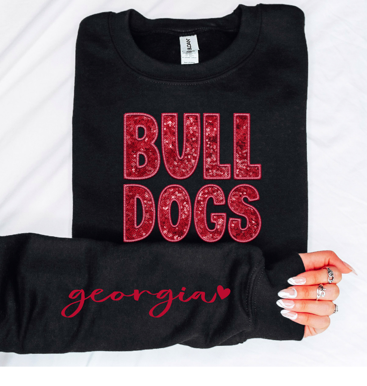 Faux Embroidered Bulldog Sweatshirt