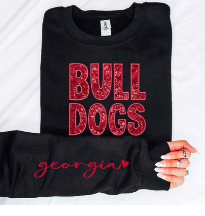 Faux Embroidered Bulldog Sweatshirt