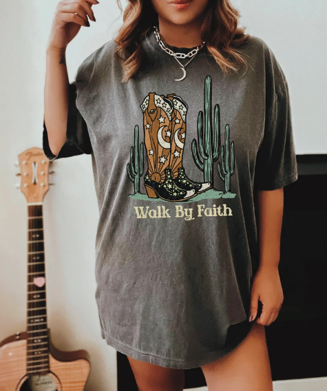 Walk By Faith - Cactus/Boots