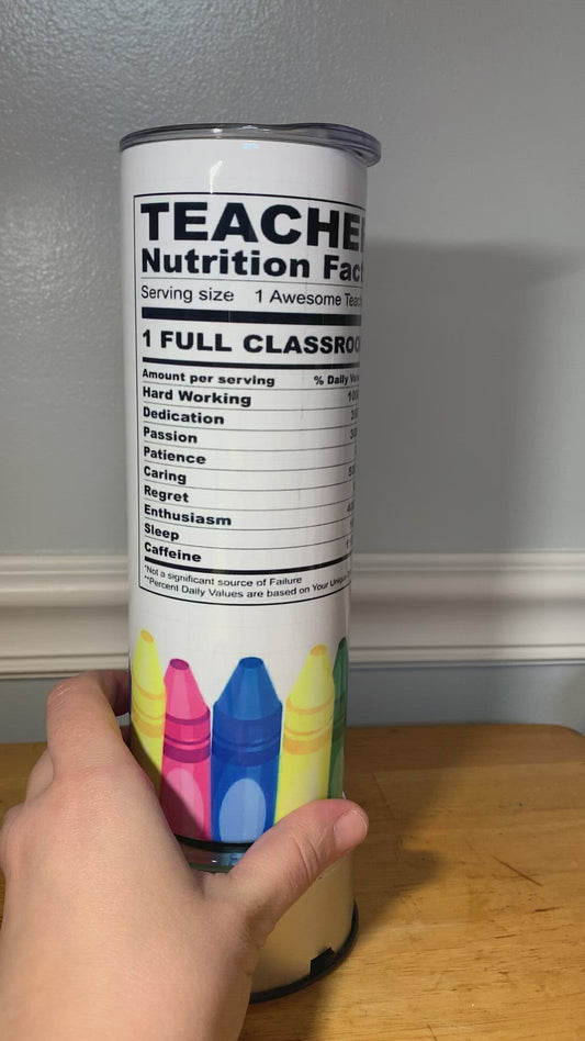 Teacher Nutrition Facts Tumbler