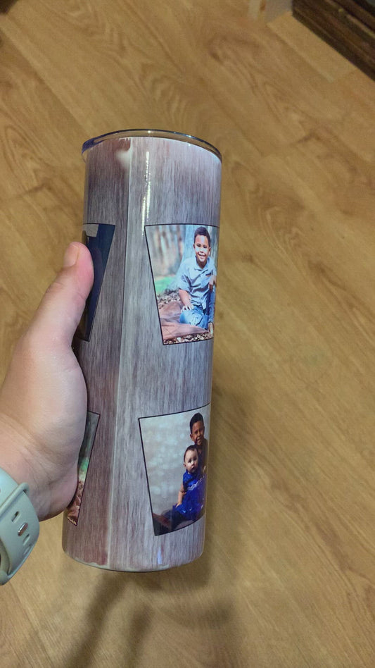 Grey Wooden Photo Tumbler