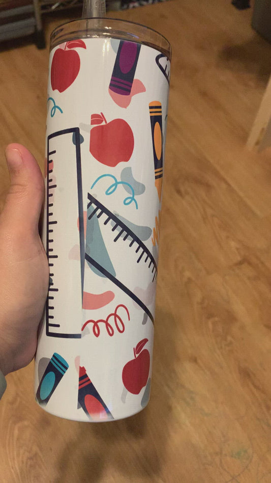 Teacher Glitter Apple Tumbler