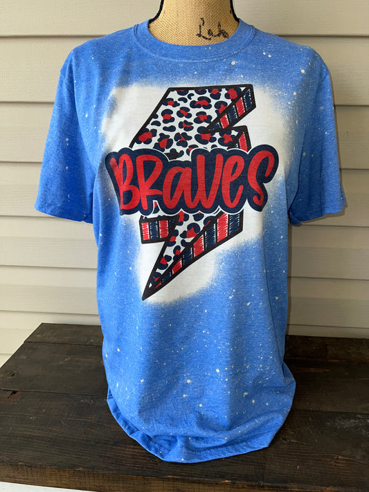 Braves Lightning Bolt- BLEACHED