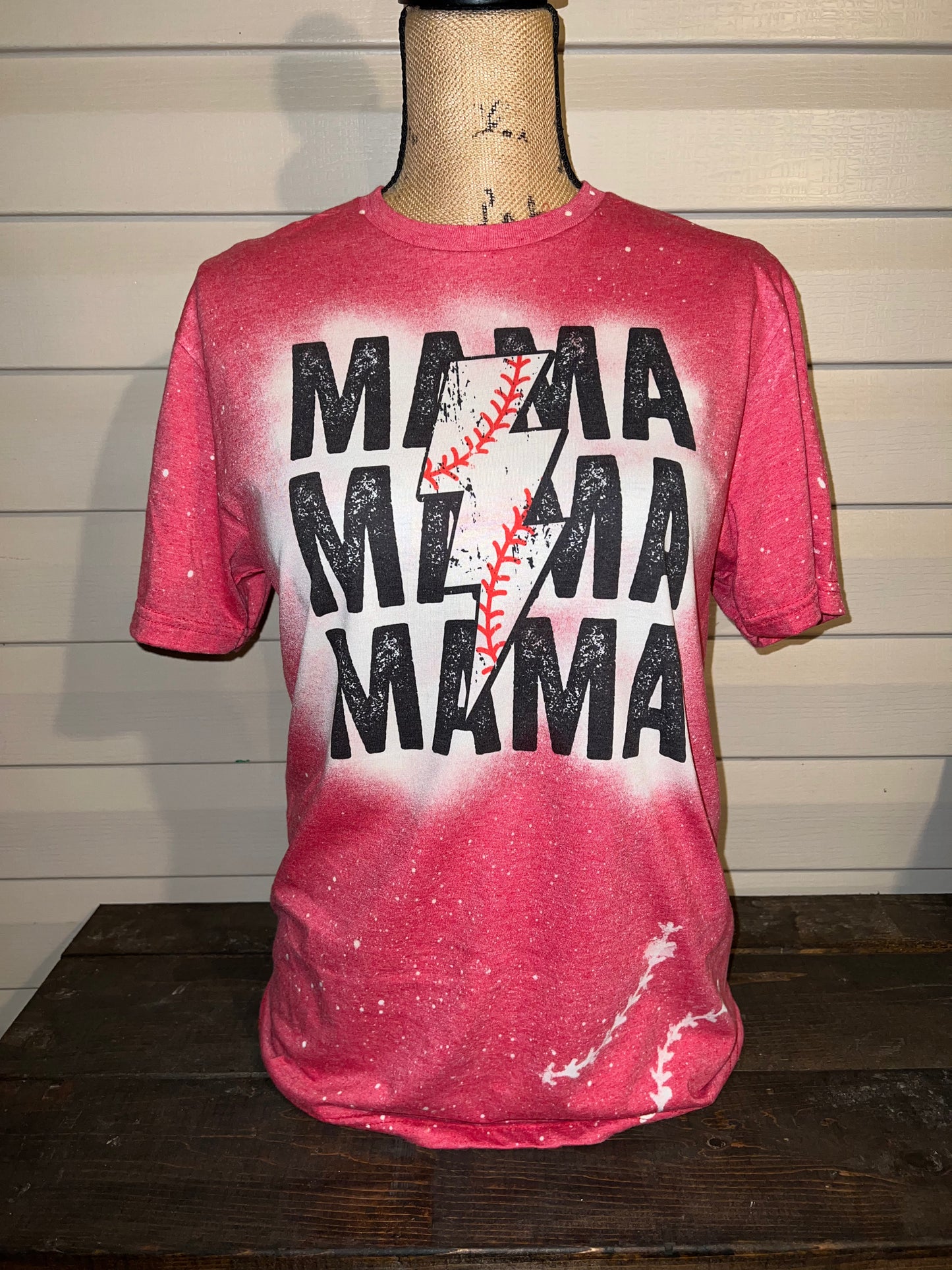Baseball Mama Lightning Bolt - BLEACHED
