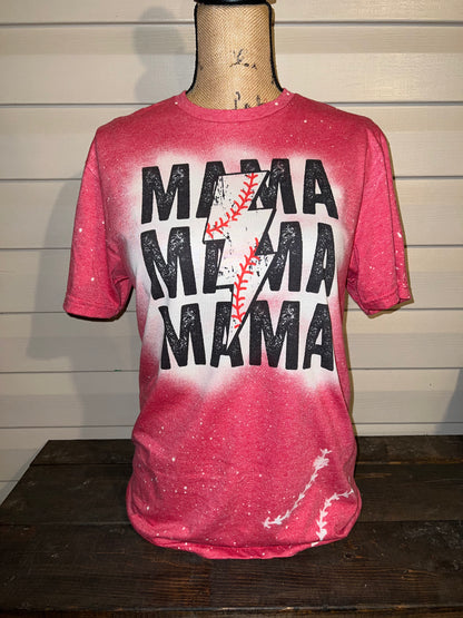 Baseball Mama Lightning Bolt - BLEACHED