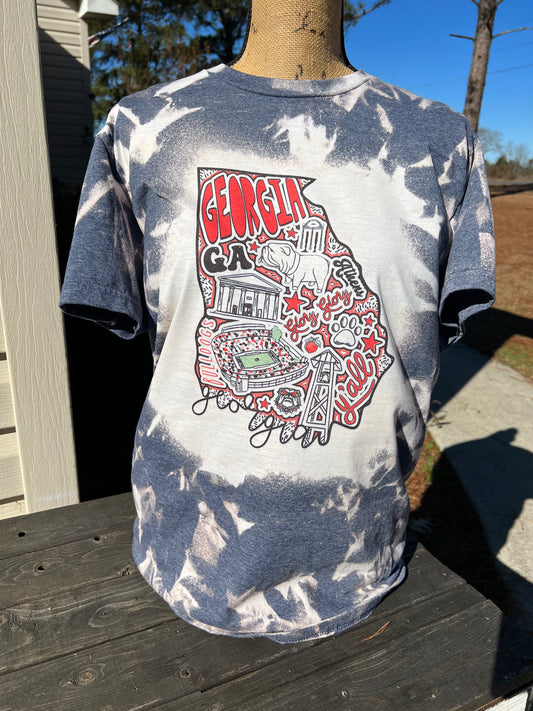 Georgia Bulldog - State - BLEACHED