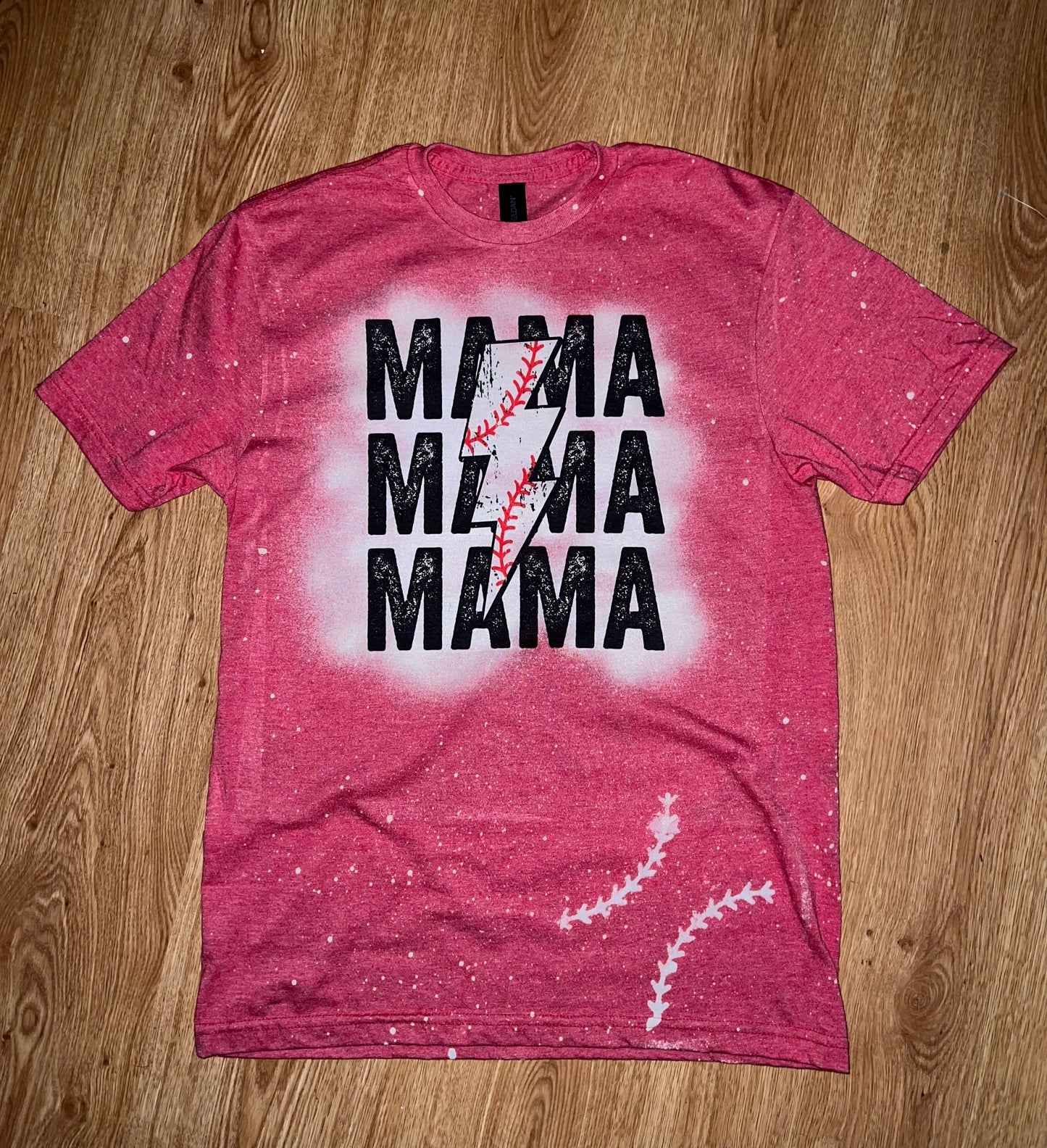 Baseball Mama Lightning Bolt - BLEACHED